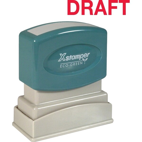 Xstamper "Draft" Ink Stamp, 1/2"x1-5/8", Red Ink XST1360 - main